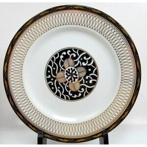 Georges Briard Royal Tapestry  7.5” Salad Plates Black Gold Pristine Bundle of 4
